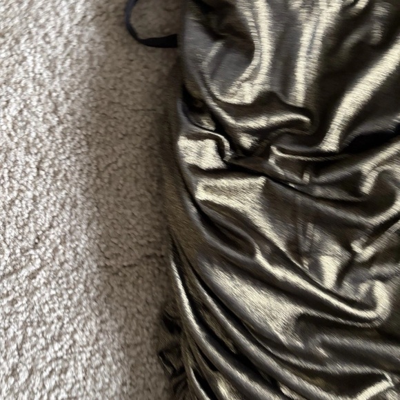 Lucy In The Sky Yellow Bodycon Lace Up Dress in Gold Prom Party Shimmer Small - Picture 5 of 8